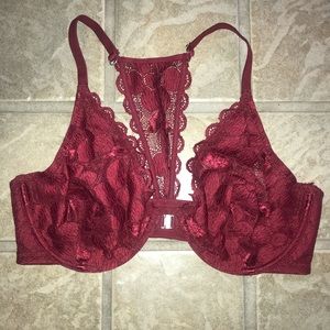Aerie | Happy | Burgundy Lace Front-Closure Bra | 36D